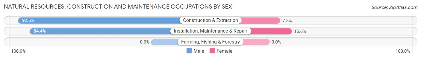 Natural Resources, Construction and Maintenance Occupations by Sex in Waimalu