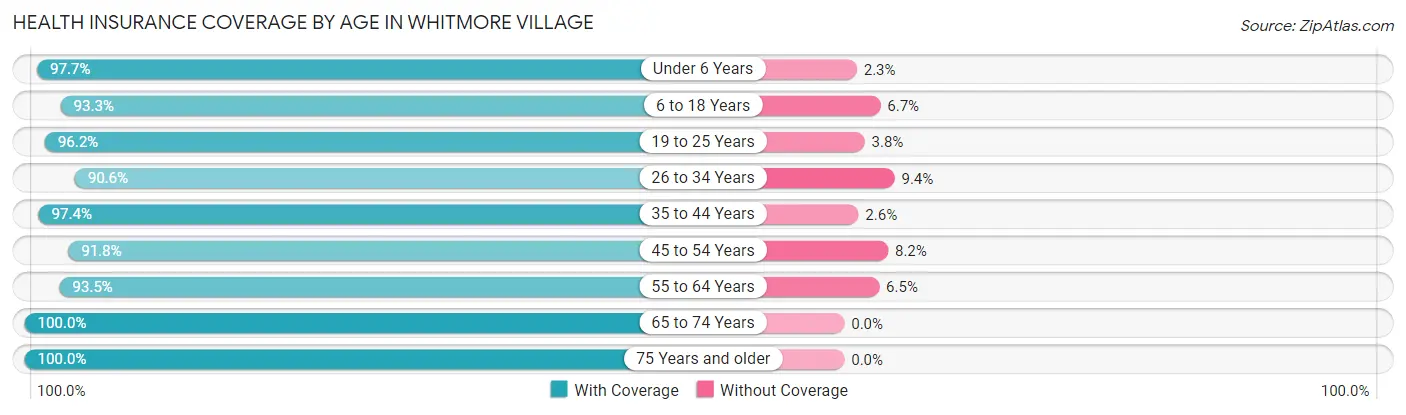 Health Insurance Coverage by Age in Whitmore Village