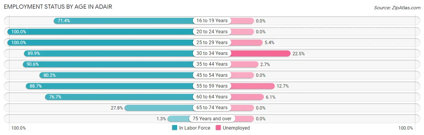Employment Status by Age in Adair