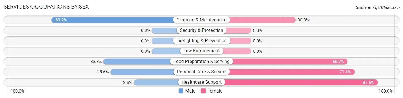 Services Occupations by Sex in Adair
