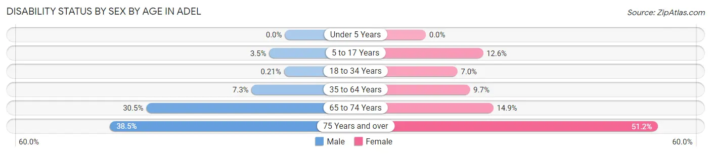 Disability Status by Sex by Age in Adel