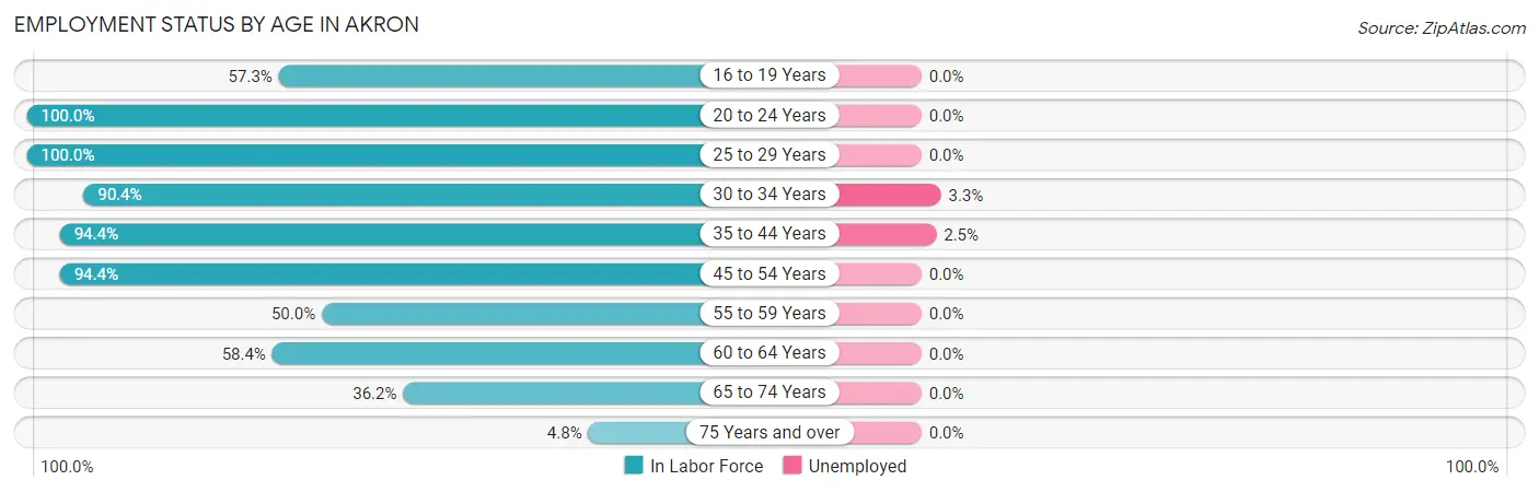Employment Status by Age in Akron