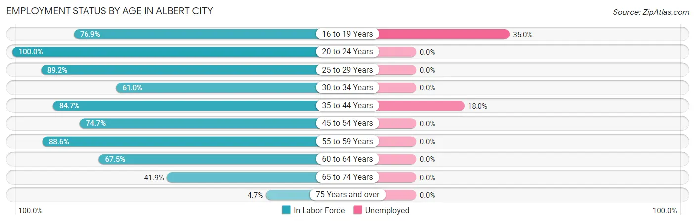 Employment Status by Age in Albert City