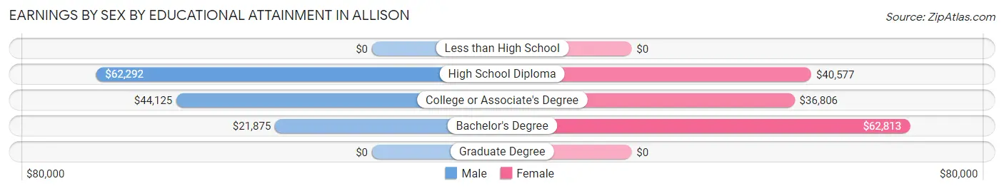 Earnings by Sex by Educational Attainment in Allison