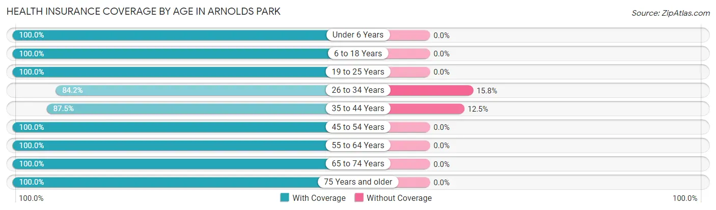 Health Insurance Coverage by Age in Arnolds Park