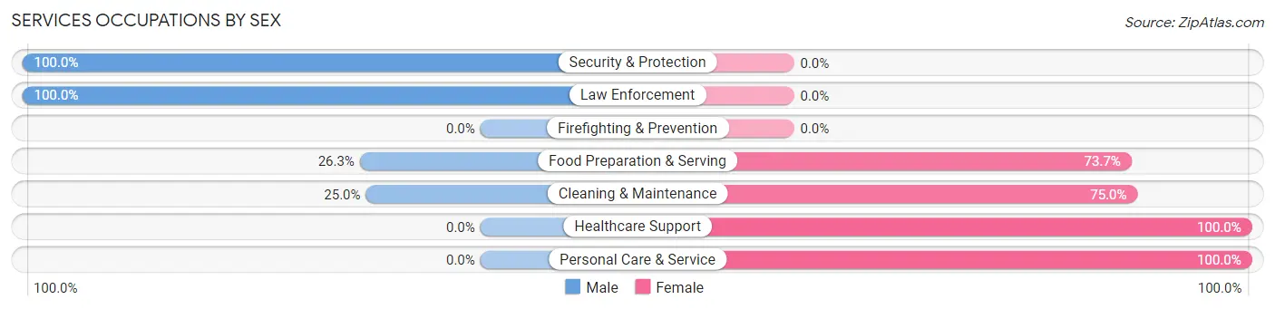 Services Occupations by Sex in Arnolds Park