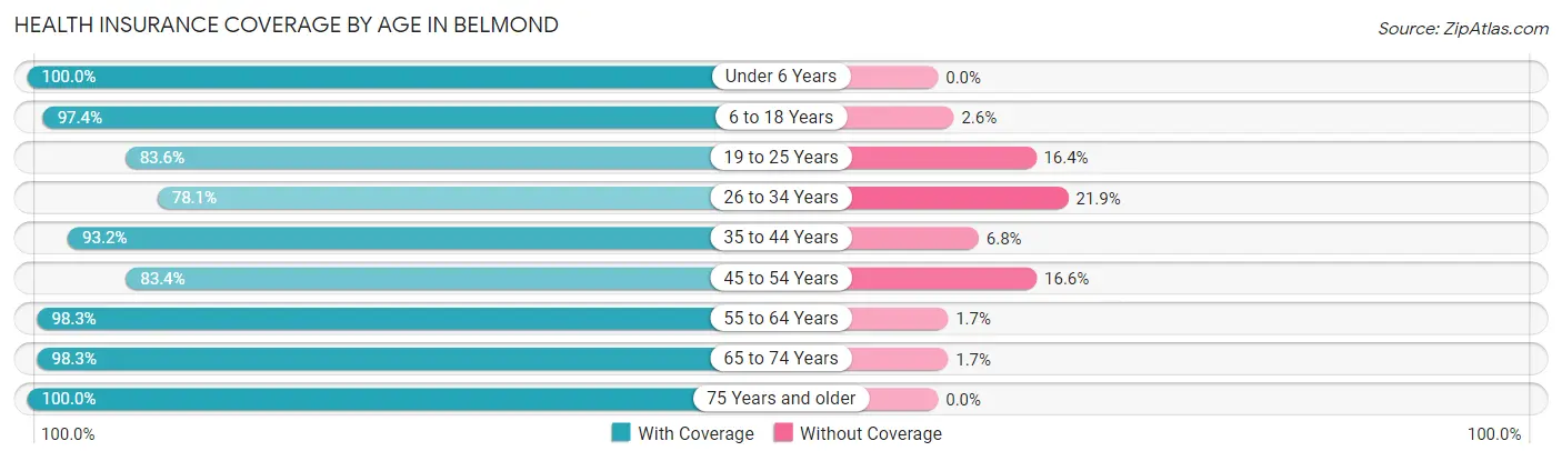 Health Insurance Coverage by Age in Belmond