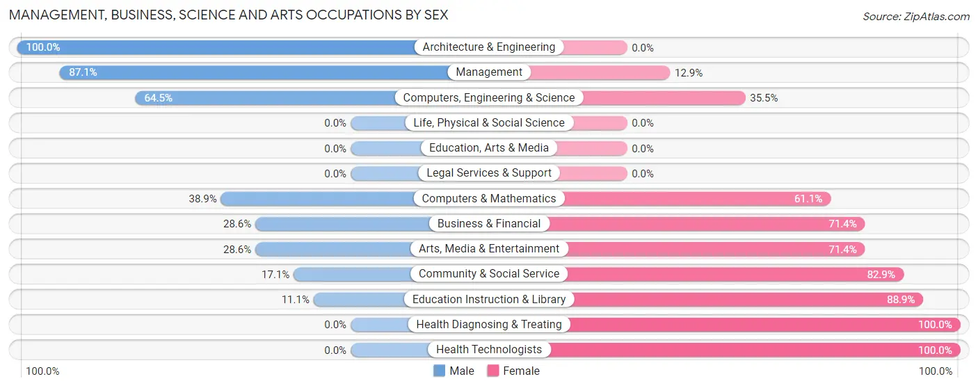 Management, Business, Science and Arts Occupations by Sex in Belmond