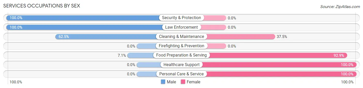 Services Occupations by Sex in Bennett