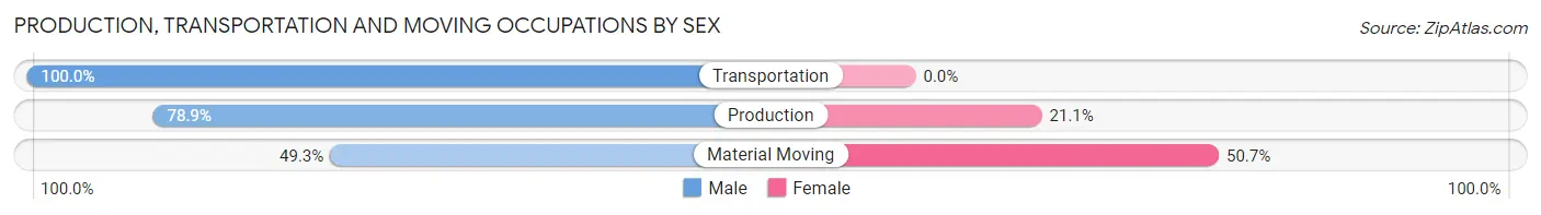 Production, Transportation and Moving Occupations by Sex in Bettendorf