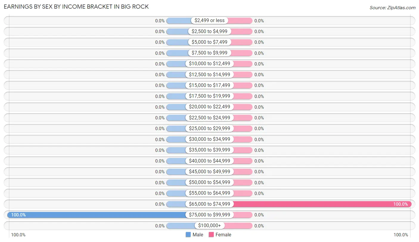 Earnings by Sex by Income Bracket in Big Rock