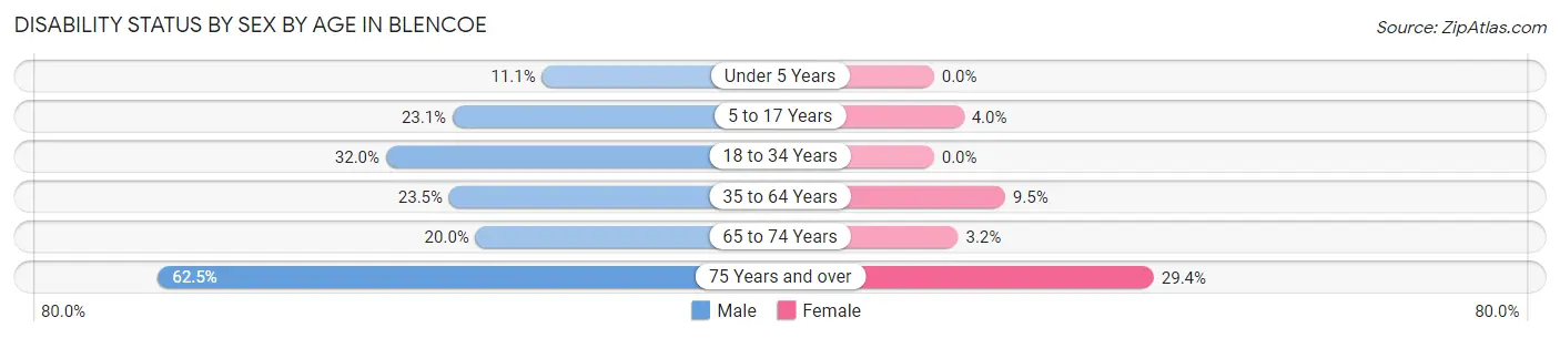 Disability Status by Sex by Age in Blencoe