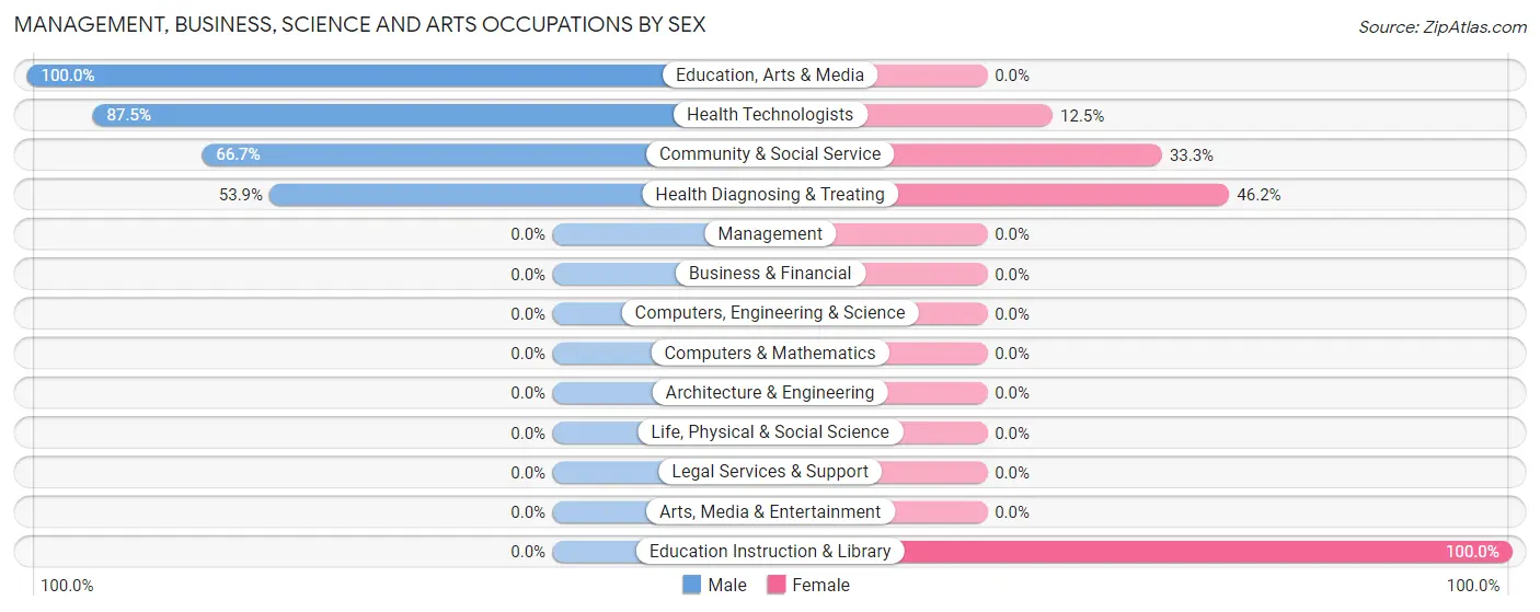 Management, Business, Science and Arts Occupations by Sex in Blockton