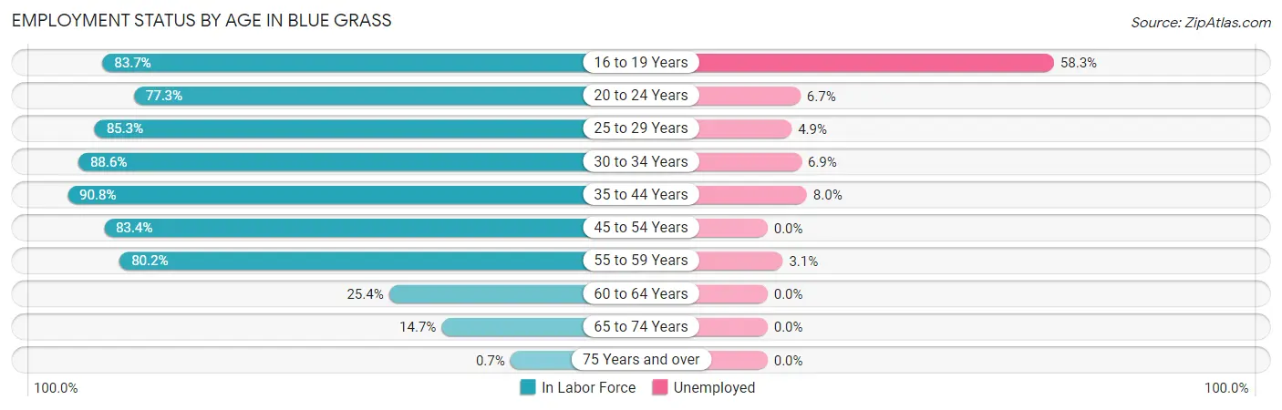 Employment Status by Age in Blue Grass