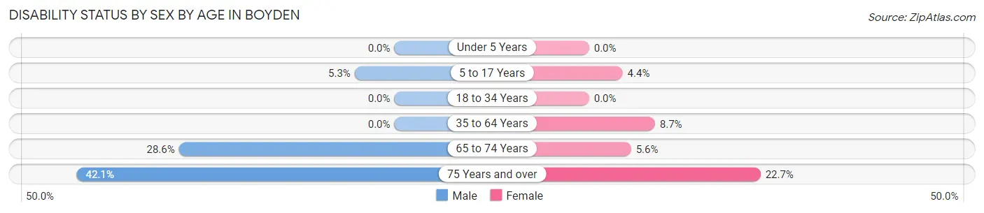 Disability Status by Sex by Age in Boyden