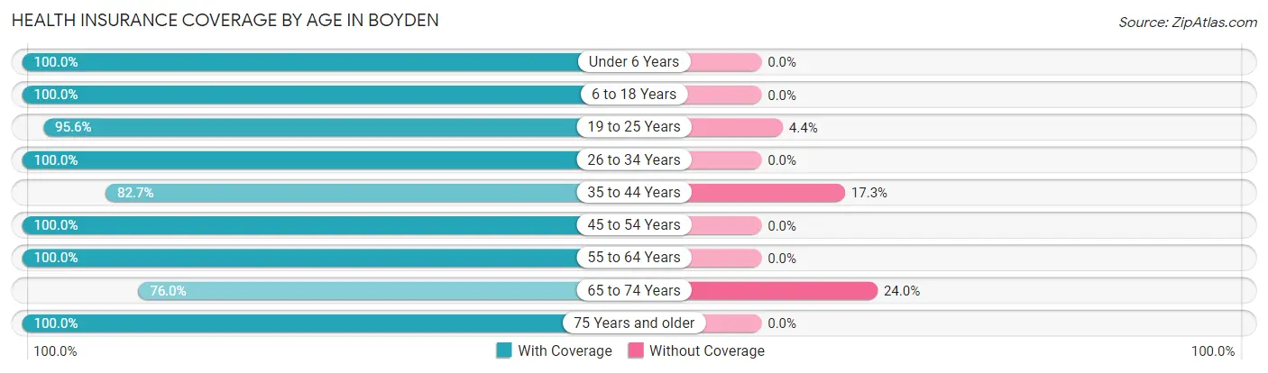 Health Insurance Coverage by Age in Boyden