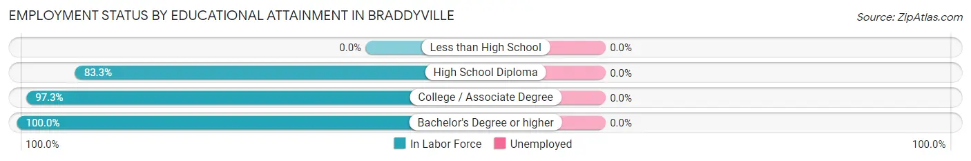 Employment Status by Educational Attainment in Braddyville