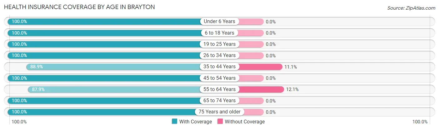 Health Insurance Coverage by Age in Brayton