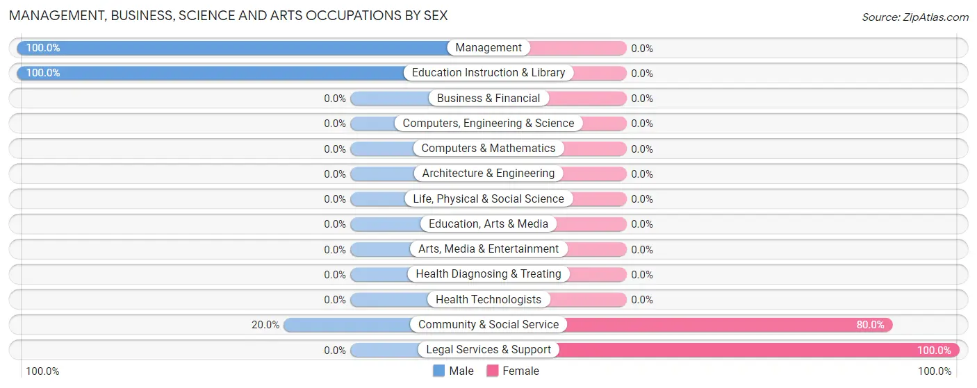 Management, Business, Science and Arts Occupations by Sex in Brayton
