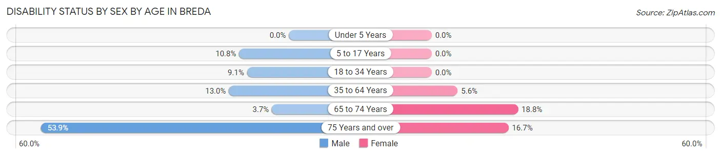 Disability Status by Sex by Age in Breda
