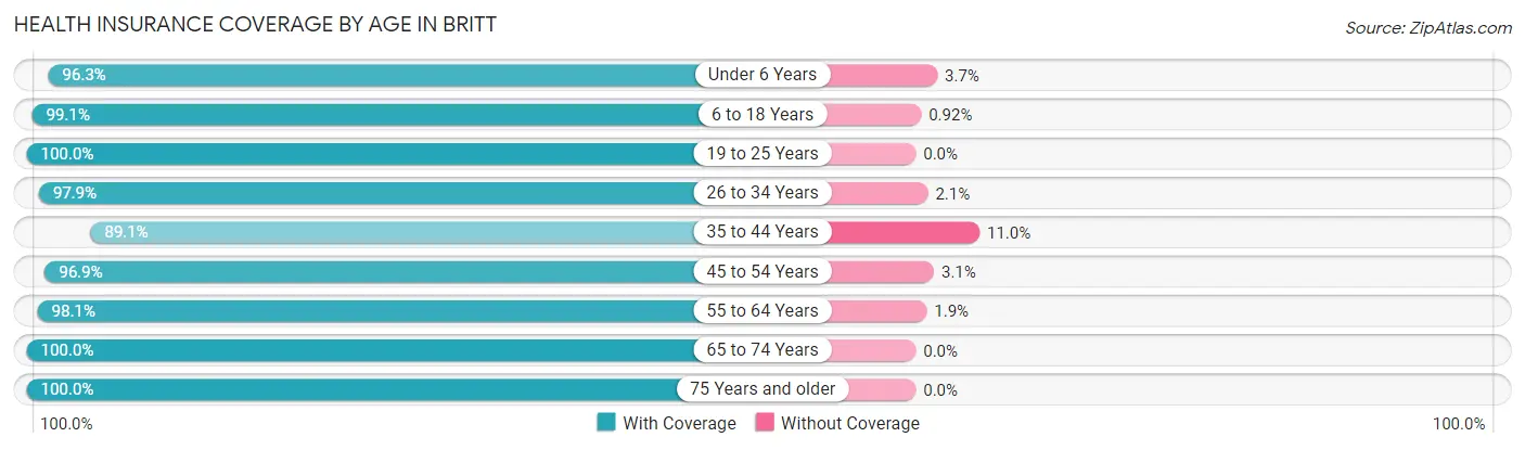 Health Insurance Coverage by Age in Britt