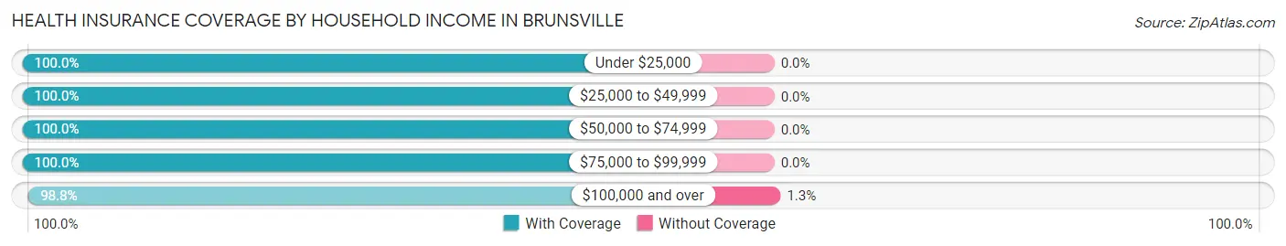 Health Insurance Coverage by Household Income in Brunsville