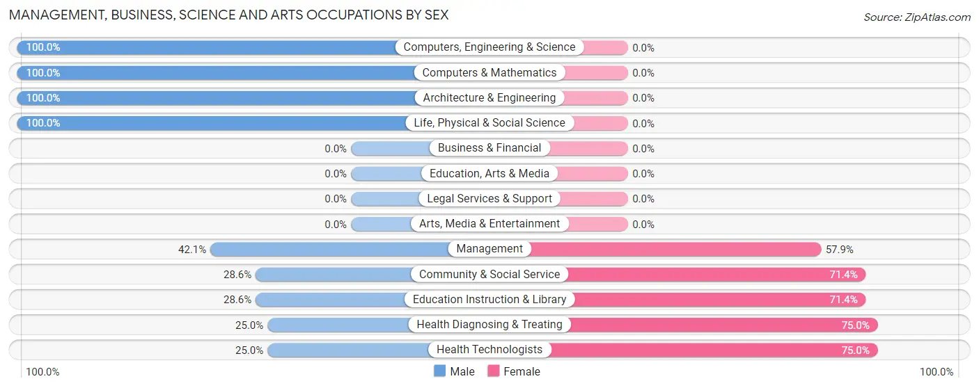 Management, Business, Science and Arts Occupations by Sex in Burt