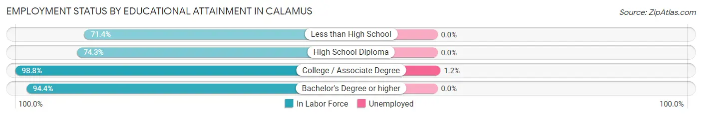 Employment Status by Educational Attainment in Calamus