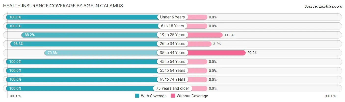 Health Insurance Coverage by Age in Calamus