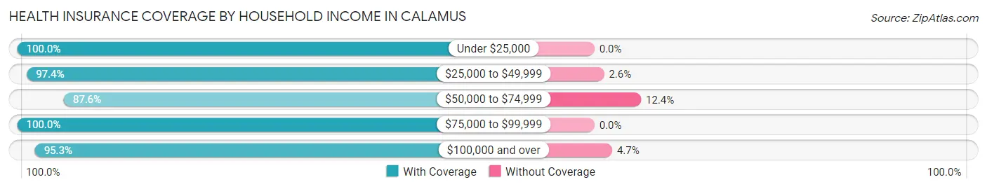 Health Insurance Coverage by Household Income in Calamus