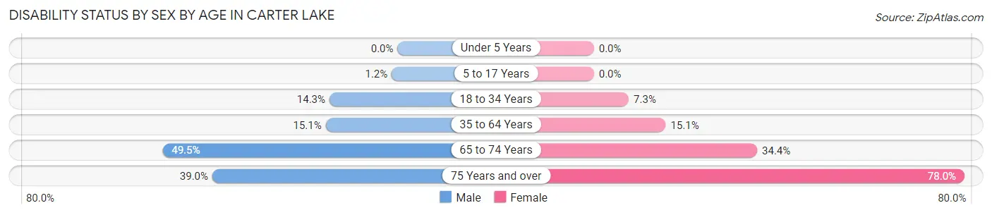 Disability Status by Sex by Age in Carter Lake
