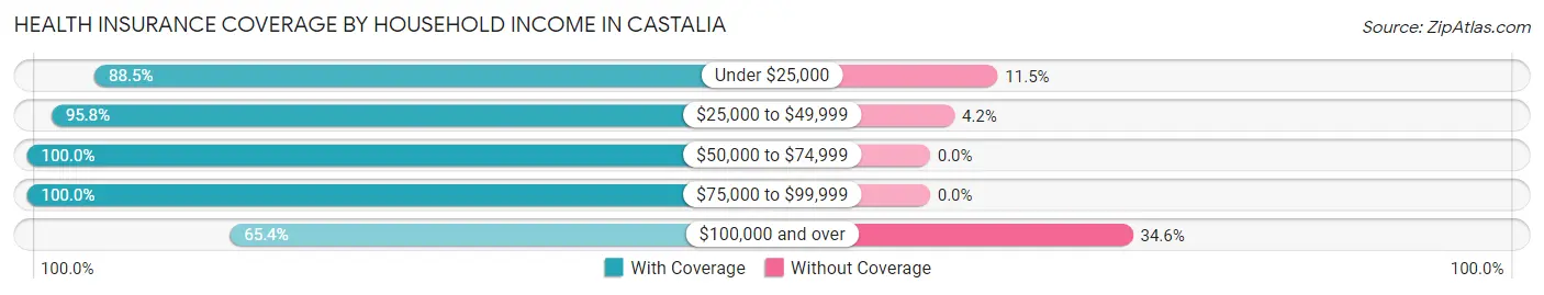 Health Insurance Coverage by Household Income in Castalia