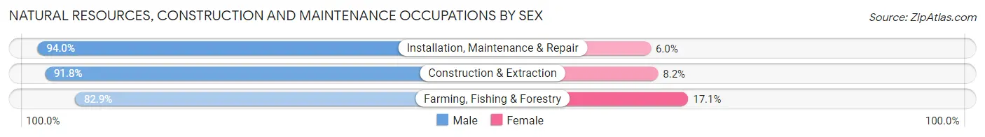 Natural Resources, Construction and Maintenance Occupations by Sex in Cedar Falls