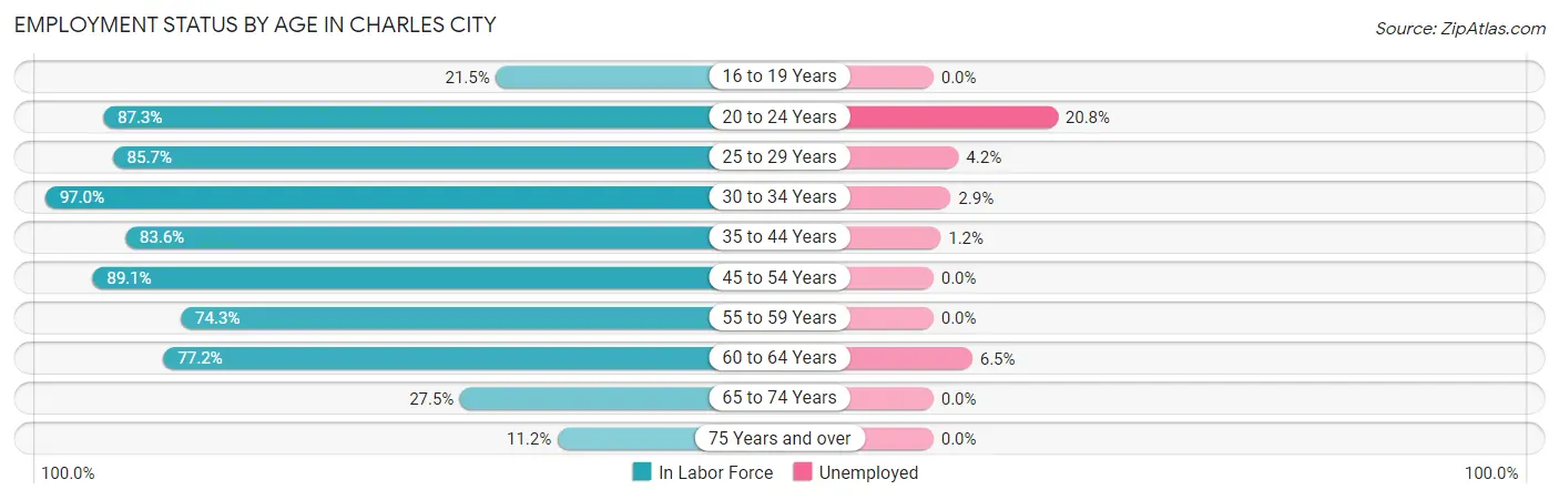 Employment Status by Age in Charles City