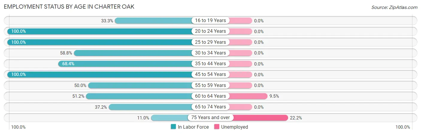Employment Status by Age in Charter Oak