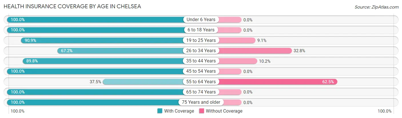 Health Insurance Coverage by Age in Chelsea