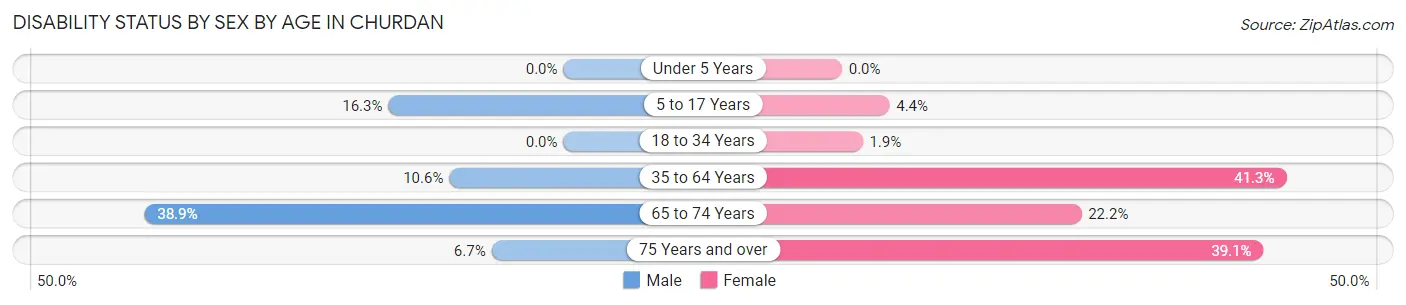 Disability Status by Sex by Age in Churdan