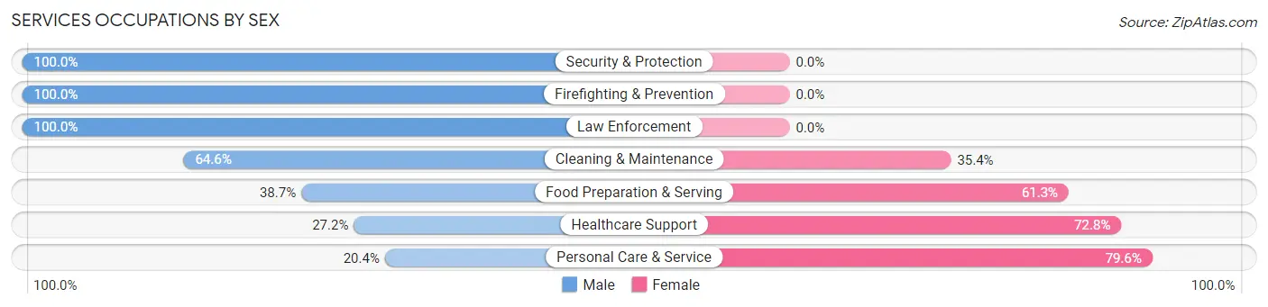 Services Occupations by Sex in Clear Lake