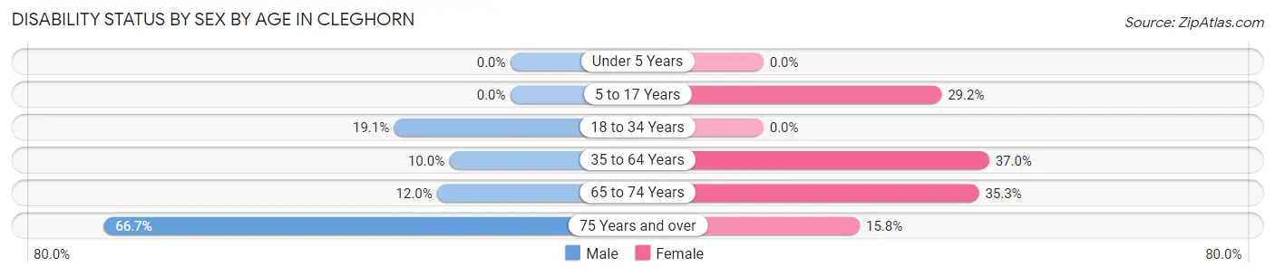 Disability Status by Sex by Age in Cleghorn