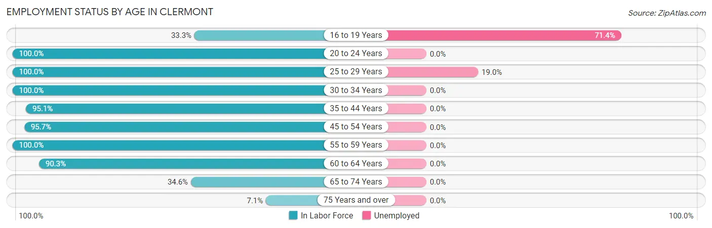 Employment Status by Age in Clermont