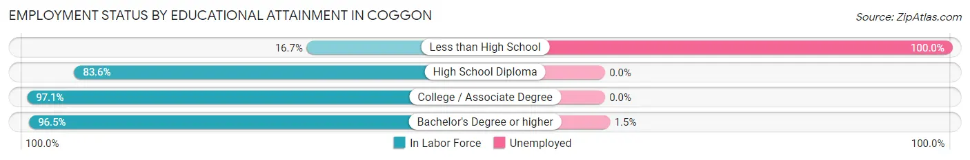 Employment Status by Educational Attainment in Coggon