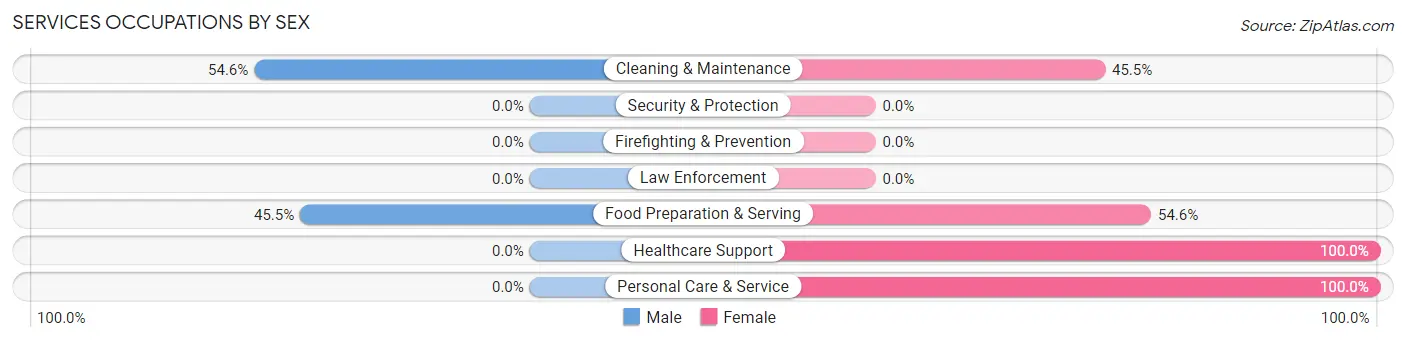 Services Occupations by Sex in Coggon