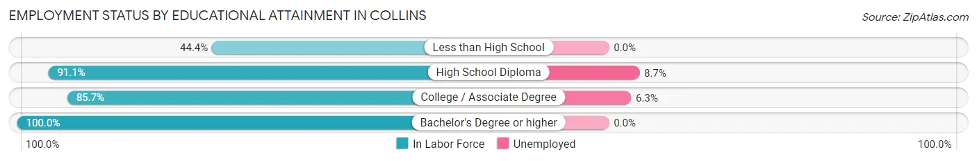 Employment Status by Educational Attainment in Collins
