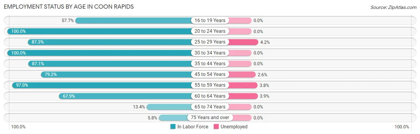 Employment Status by Age in Coon Rapids