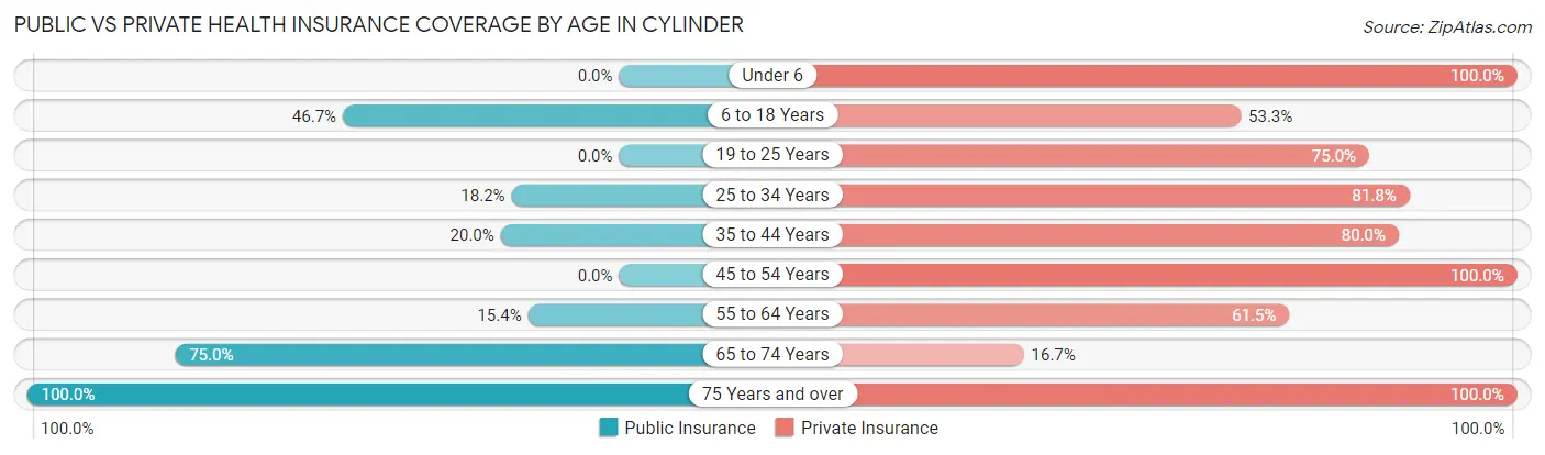 Public vs Private Health Insurance Coverage by Age in Cylinder
