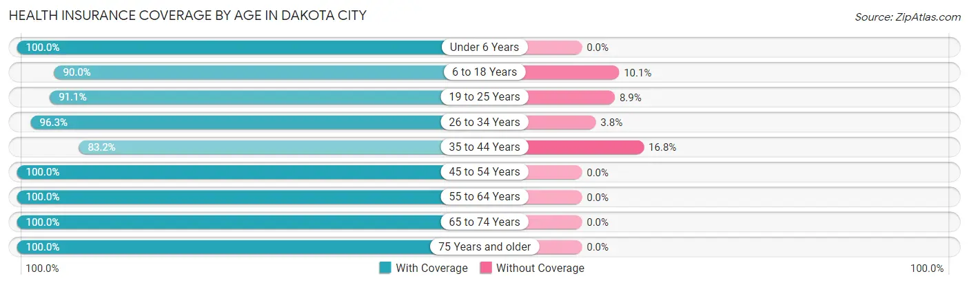 Health Insurance Coverage by Age in Dakota City