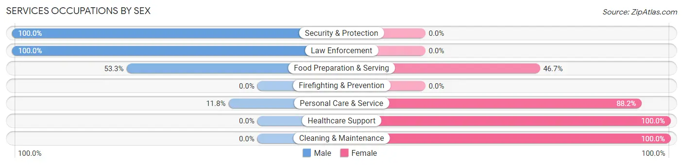 Services Occupations by Sex in Dakota City