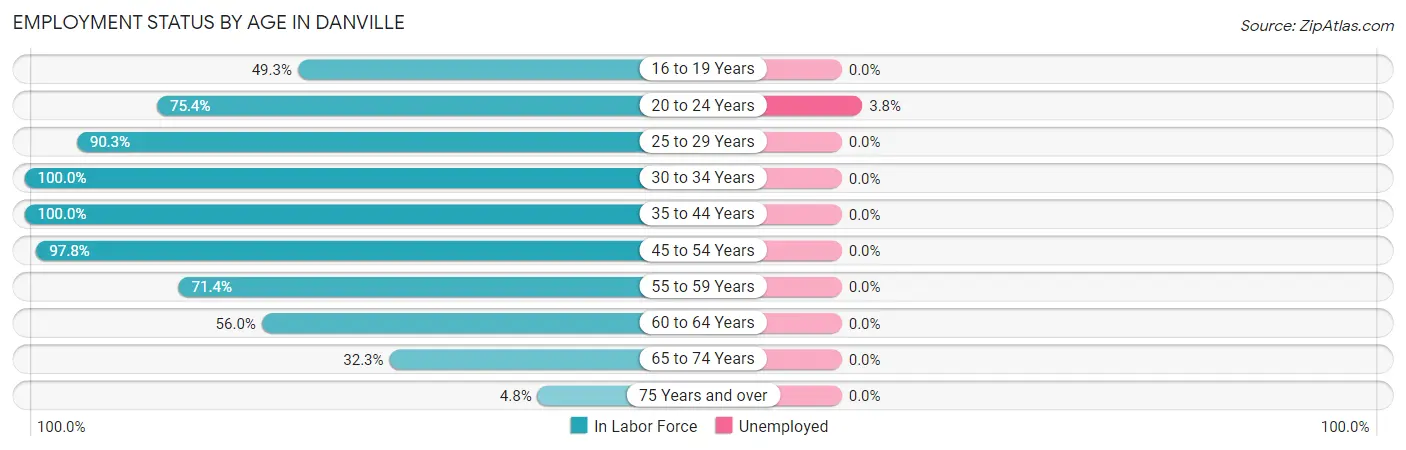 Employment Status by Age in Danville