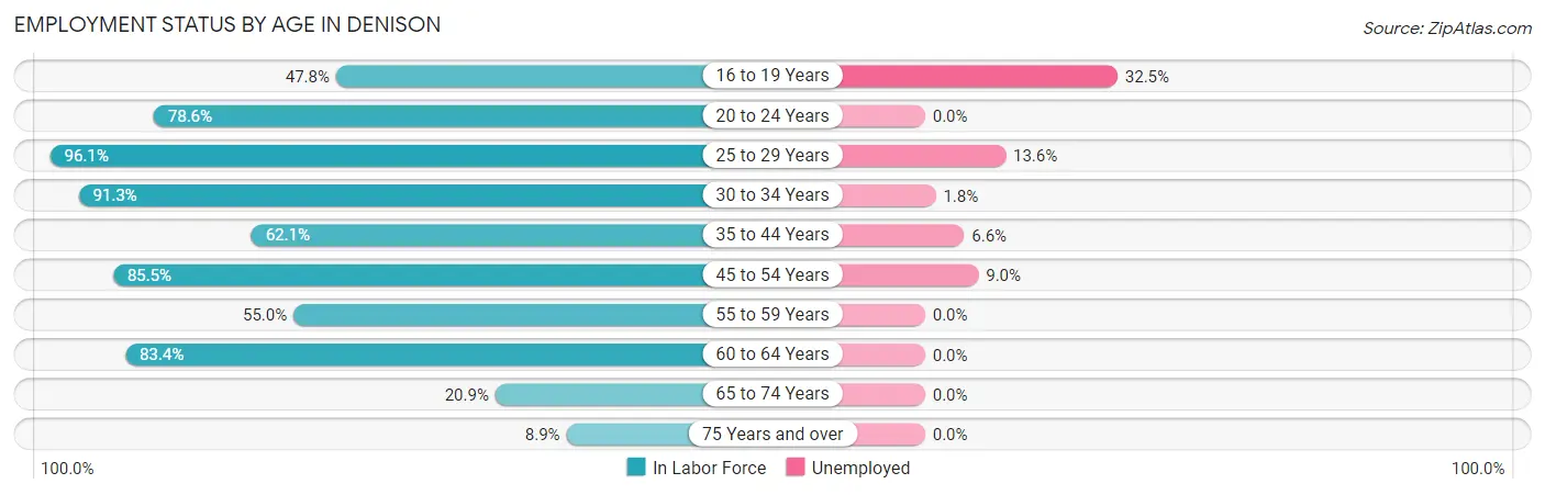 Employment Status by Age in Denison