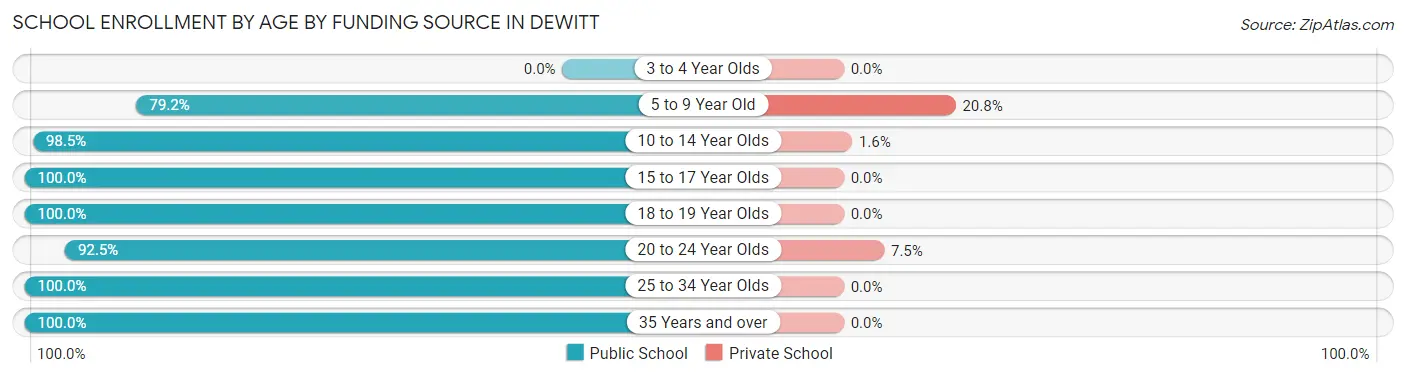 School Enrollment by Age by Funding Source in DeWitt